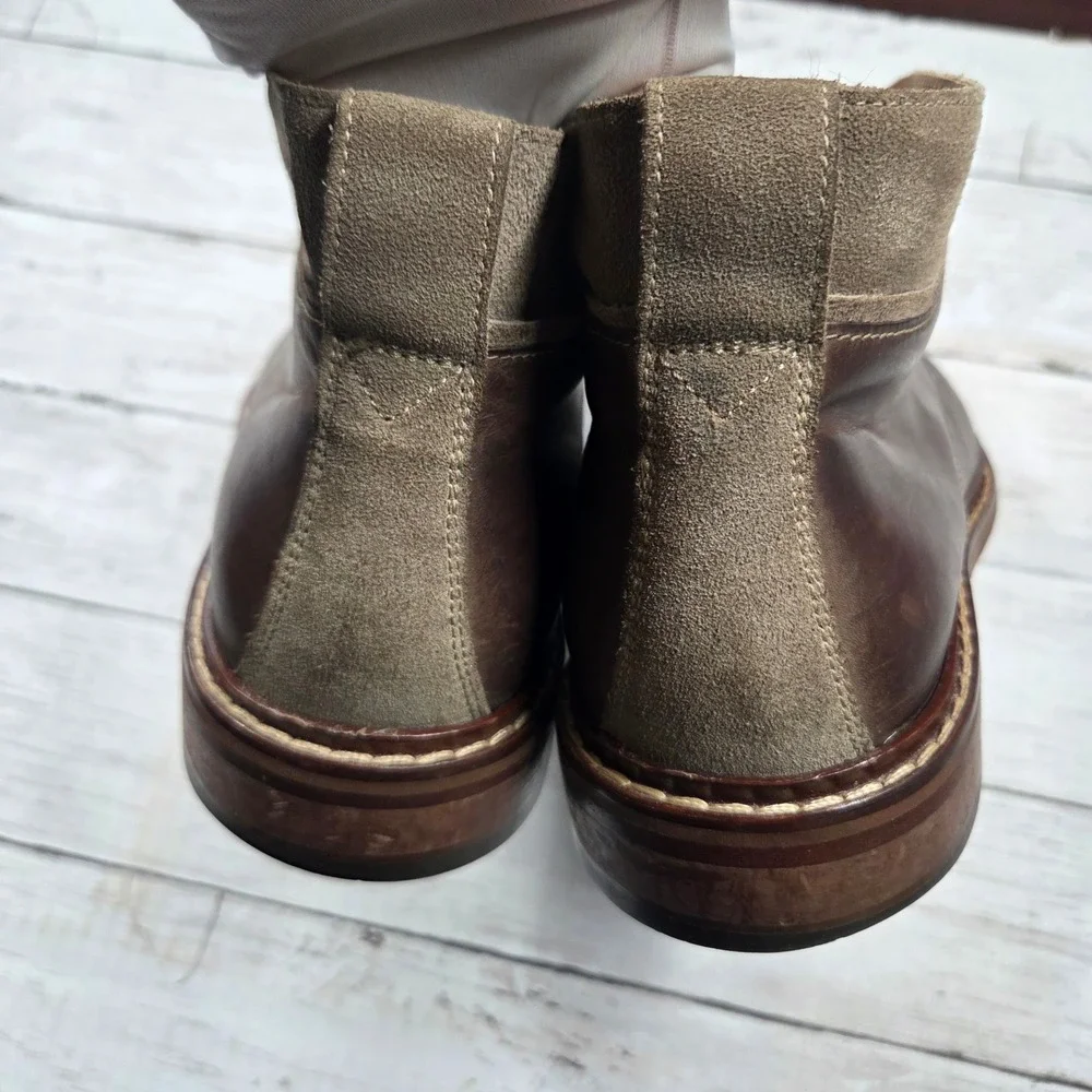 Cole Haan Chukka Boots Men 10M Brown C20293 Leather Suede Trim Lace Up Round Toe